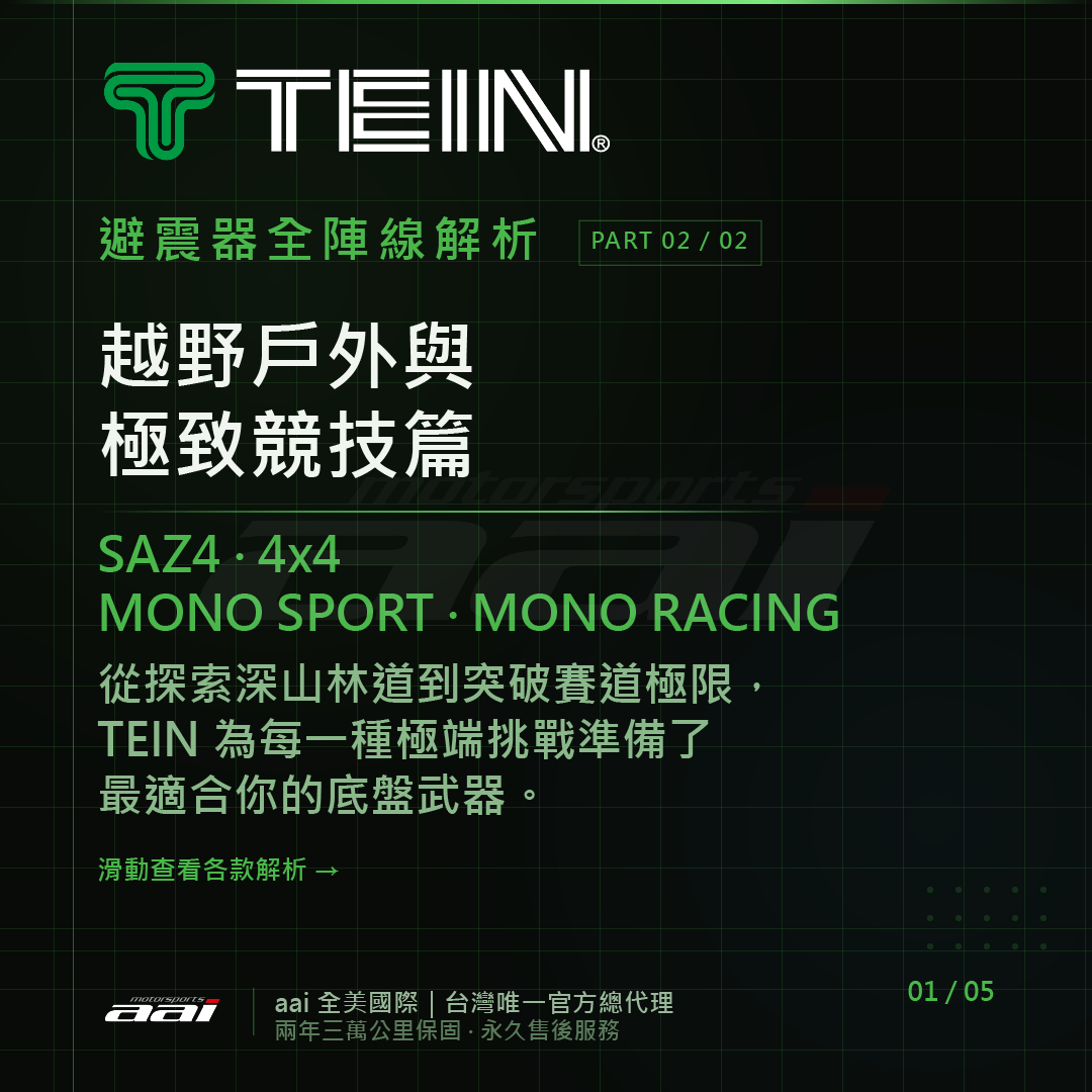【TEIN 避震器全陣線解析 (下)：越野戶外與極致競技篇】
